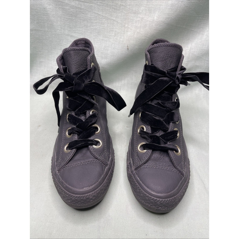 Converse Chuck Taylor All Star Leather High Top Black Velvet Lace Womens 9